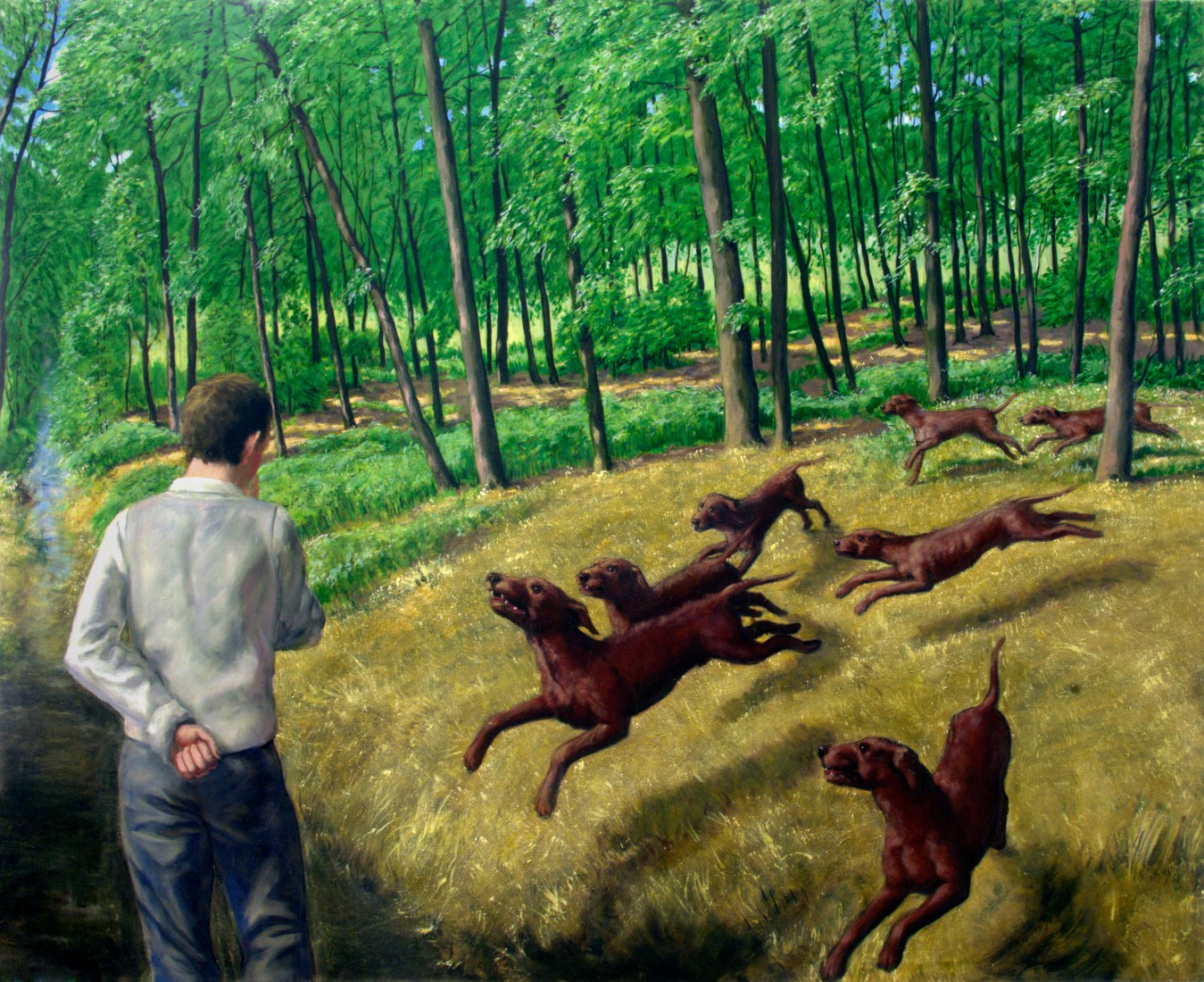 Die Hunde, 2008, mixed media auf Leinwand, 160 x 200 cm