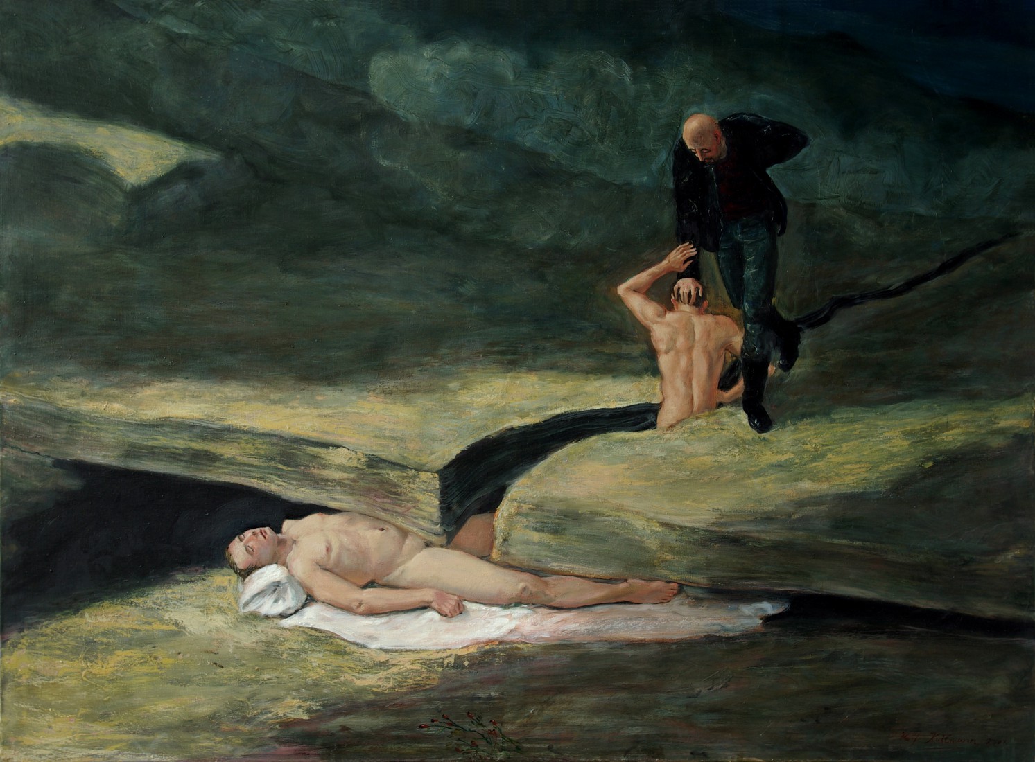 Wer wälzt uns den Stein…, 2006, mixed media auf Leinwand, 120 x 160 cm